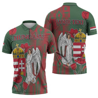 Personalized Hungary Zipper Polo Shirt Coat Of Arms 1896 - Wonder Print Shop