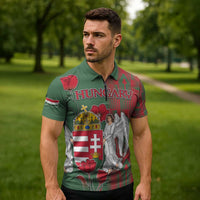 Personalized Hungary Zipper Polo Shirt Coat Of Arms 1896 - Wonder Print Shop