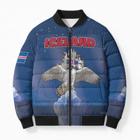 Personalized Iceland Bomber Puffer Jacket The Gyrfalcon With Symbol - Wonder Print Shop