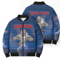 Personalized Iceland Bomber Puffer Jacket The Gyrfalcon With Symbol - Wonder Print Shop