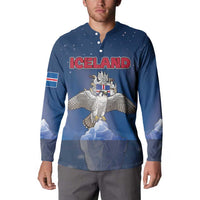 Personalized Iceland Button Sweatshirt The Gyrfalcon With Symbol - Wonder Print Shop