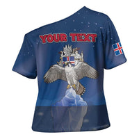 Personalized Iceland Cross Shoulder Shirt The Gyrfalcon With Symbol - Wonder Print Shop