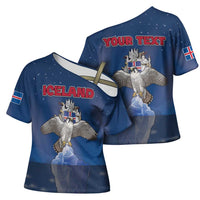 Personalized Iceland Cross Shoulder Shirt The Gyrfalcon With Symbol - Wonder Print Shop
