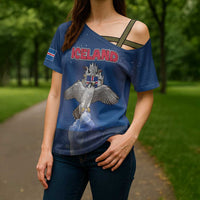 Personalized Iceland Cross Shoulder Shirt The Gyrfalcon With Symbol - Wonder Print Shop