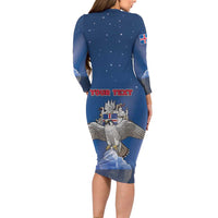 Personalized Iceland Long Sleeve Bodycon Dress The Gyrfalcon With Symbol - Wonder Print Shop