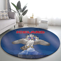 Iceland Round Carpet The Gyrfalcon With Symbol - Wonder Print Shop