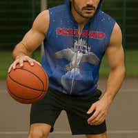 Personalized Iceland Sleeveless Zip Hoodie The Gyrfalcon With Symbol - Wonder Print Shop