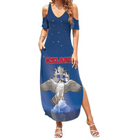 Personalized Iceland Summer Maxi Dress The Gyrfalcon With Symbol - Wonder Print Shop