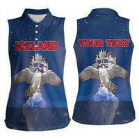 Personalized Iceland Women Sleeveless Polo Shirt The Gyrfalcon With Symbol - Wonder Print Shop