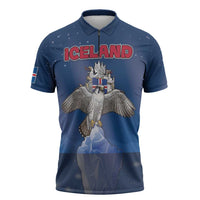Personalized Iceland Zipper Polo Shirt The Gyrfalcon With Symbol - Wonder Print Shop