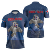 Personalized Iceland Zipper Polo Shirt The Gyrfalcon With Symbol - Wonder Print Shop