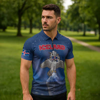 Personalized Iceland Zipper Polo Shirt The Gyrfalcon With Symbol - Wonder Print Shop