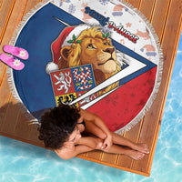 Czech Republic Christmas Beach Blanket The Lion With Coat Of Arms - Wonder Print Shop