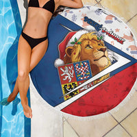 Czech Republic Christmas Beach Blanket The Lion With Coat Of Arms - Wonder Print Shop