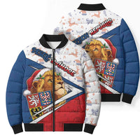Czech Republic Christmas Bomber Puffer Jacket The Lion With Coat Of Arms - Wonder Print Shop