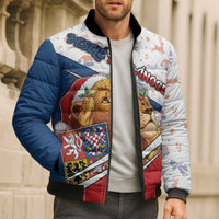 Czech Republic Christmas Bomber Puffer Jacket The Lion With Coat Of Arms - Wonder Print Shop