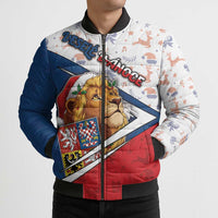 Czech Republic Christmas Bomber Puffer Jacket The Lion With Coat Of Arms - Wonder Print Shop
