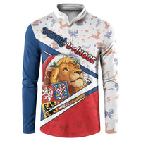 Czech Republic Christmas Button Sweatshirt The Lion With Coat Of Arms - Wonder Print Shop