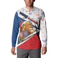 Czech Republic Christmas Button Sweatshirt The Lion With Coat Of Arms - Wonder Print Shop