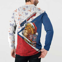 Czech Republic Christmas Button Sweatshirt The Lion With Coat Of Arms - Wonder Print Shop