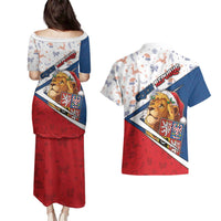 Czech Republic Christmas Couples Matching Puletasi and Hawaiian Shirt The Lion With Coat Of Arms - Wonder Print Shop