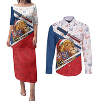Czech Republic Christmas Couples Matching Puletasi and Long Sleeve Button Shirt The Lion With Coat Of Arms - Wonder Print Shop