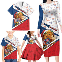 Czech Republic Christmas Family Matching Long Sleeve Bodycon Dress and Hawaiian Shirt The Lion With Coat Of Arms - Wonder Print Shop
