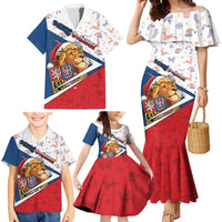 Czech Republic Christmas Family Matching Mermaid Dress and Hawaiian Shirt The Lion With Coat Of Arms - Wonder Print Shop