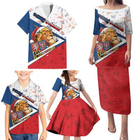 Czech Republic Christmas Family Matching Puletasi and Hawaiian Shirt The Lion With Coat Of Arms - Wonder Print Shop