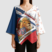 Czech Republic Christmas Kimono Sleeve Blouse The Lion With Coat Of Arms - Wonder Print Shop