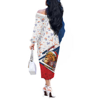 Czech Republic Christmas Off The Shoulder Long Sleeve Dress The Lion With Coat Of Arms - Wonder Print Shop