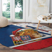 Czech Republic Christmas Round Carpet The Lion With Coat Of Arms - Wonder Print Shop