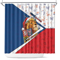 Czech Republic Christmas Shower Curtain The Lion With Coat Of Arms - Wonder Print Shop