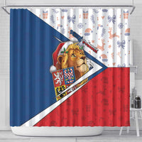 Czech Republic Christmas Shower Curtain The Lion With Coat Of Arms - Wonder Print Shop