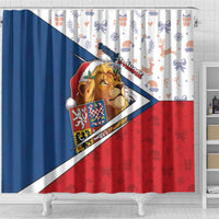 Czech Republic Christmas Shower Curtain The Lion With Coat Of Arms - Wonder Print Shop
