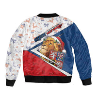 Czech Republic Christmas Sleeve Zip Bomber Jacket The Lion With Coat Of Arms - Wonder Print Shop