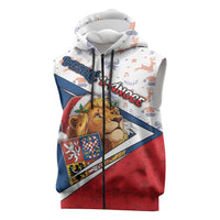 Czech Republic Christmas Sleeveless Zip Hoodie The Lion With Coat Of Arms - Wonder Print Shop