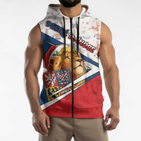 Czech Republic Christmas Sleeveless Zip Hoodie The Lion With Coat Of Arms - Wonder Print Shop