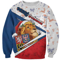 Czech Republic Christmas Sweatshirt The Lion With Coat Of Arms - Wonder Print Shop