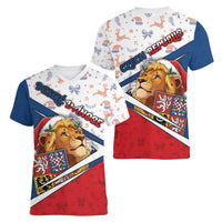 Czech Republic Christmas Women V-Neck T-Shirt The Lion With Coat Of Arms - Wonder Print Shop