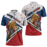 Czech Republic Christmas Zipper Polo Shirt The Lion With Coat Of Arms - Wonder Print Shop