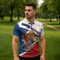 Czech Republic Christmas Zipper Polo Shirt The Lion With Coat Of Arms - Wonder Print Shop