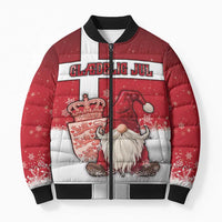 Denmark Christmas Bomber Puffer Jacket Nisse Glaedelig Jul - Wonder Print Shop
