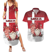 Denmark Christmas Couples Matching Summer Maxi Dress and Hawaiian Shirt Nisse Glaedelig Jul - Wonder Print Shop