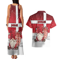 Denmark Christmas Couples Matching Tank Maxi Dress and Hawaiian Shirt Nisse Glaedelig Jul - Wonder Print Shop