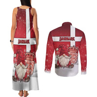 Denmark Christmas Couples Matching Tank Maxi Dress and Long Sleeve Button Shirt Nisse Glaedelig Jul - Wonder Print Shop