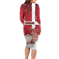 Denmark Christmas Family Matching Long Sleeve Bodycon Dress and Hawaiian Shirt Nisse Glaedelig Jul - Wonder Print Shop