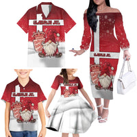 Denmark Christmas Family Matching Off The Shoulder Long Sleeve Dress and Hawaiian Shirt Nisse Glaedelig Jul - Wonder Print Shop