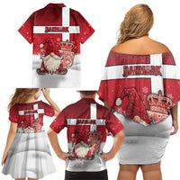 Denmark Christmas Family Matching Off Shoulder Short Dress and Hawaiian Shirt Nisse Glaedelig Jul - Wonder Print Shop