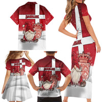 Denmark Christmas Family Matching Short Sleeve Bodycon Dress and Hawaiian Shirt Nisse Glaedelig Jul - Wonder Print Shop